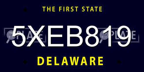5XEB819 Delaware License Plate