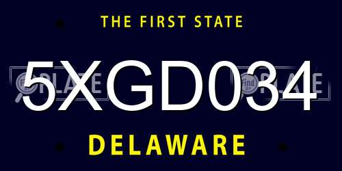 5XGD034 Delaware License Plate