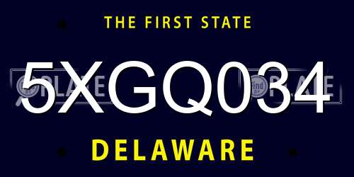 5XGQ034 Delaware License Plate