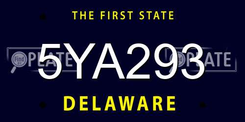5YA293 Delaware License Plate