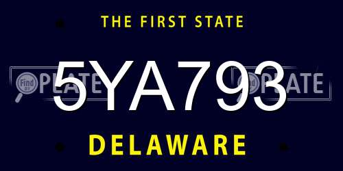 5YA793 Delaware License Plate