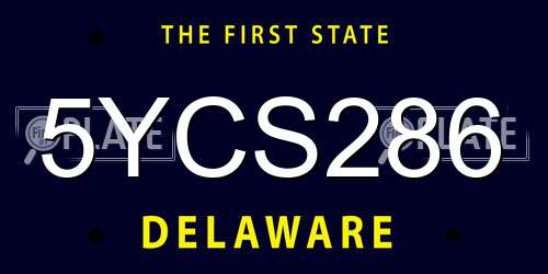 5YCS286 Delaware License Plate