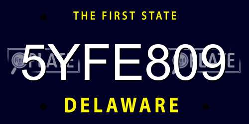 5YFE809 Delaware License Plate