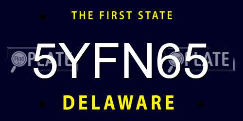 5YFN65 Delaware License Plate