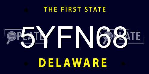 5YFN68 Delaware License Plate