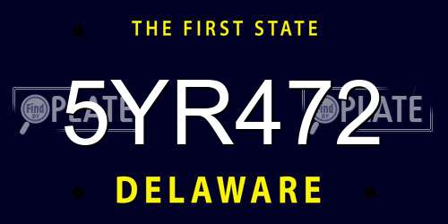 5YR472 Delaware License Plate