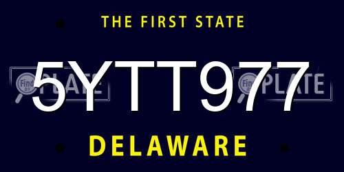 5YTT977 Delaware License Plate