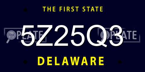 5Z25Q3 Delaware License Plate