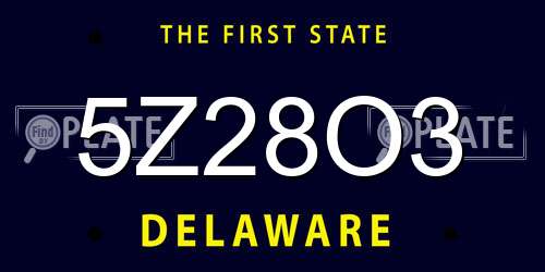 5Z28O3 Delaware License Plate
