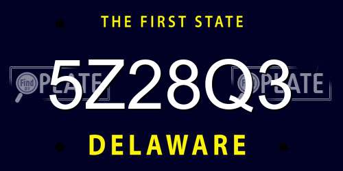 5Z28Q3 Delaware License Plate