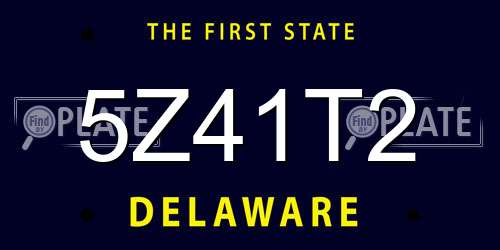 5Z41T2 Delaware License Plate