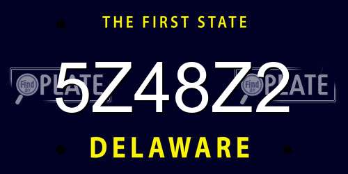 5Z48Z2 Delaware License Plate