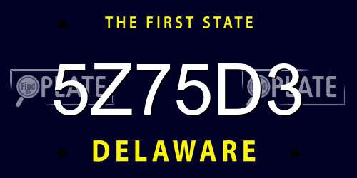 5Z75D3 Delaware License Plate