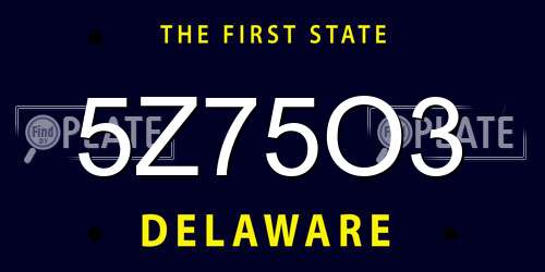 5Z75O3 Delaware License Plate