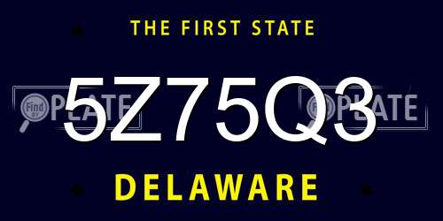 5Z75Q3 Delaware License Plate