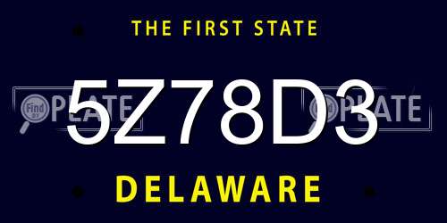 5Z78D3 Delaware License Plate