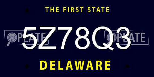 5Z78Q3 Delaware License Plate