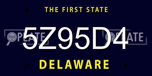 5Z95D4 Delaware License Plate