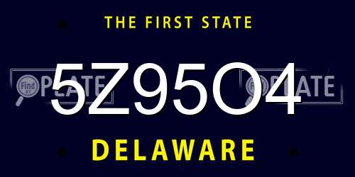 5Z95O4 Delaware License Plate
