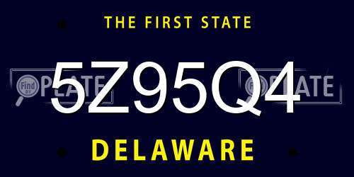 5Z95Q4 Delaware License Plate