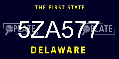 5ZA577 Delaware License Plate