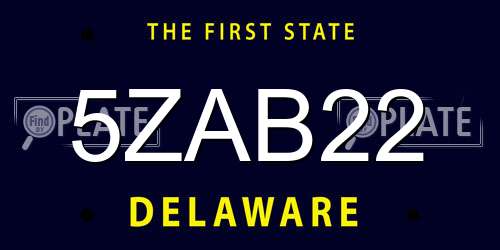 5ZAB22 Delaware License Plate
