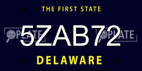 5ZAB72 Delaware License Plate