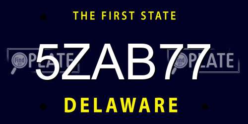 5ZAB77 Delaware License Plate
