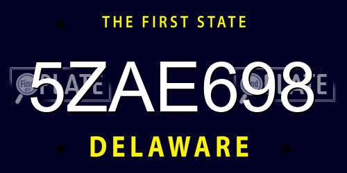 5ZAE698 Delaware License Plate