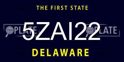 5ZAI22 Delaware License Plate