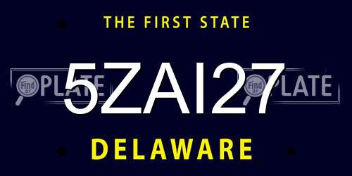 5ZAI27 Delaware License Plate