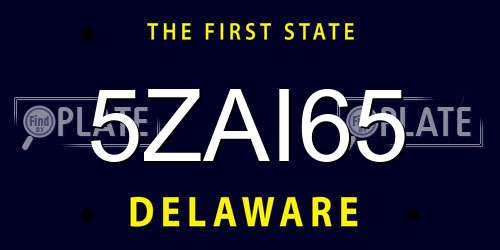 5ZAI65 Delaware License Plate