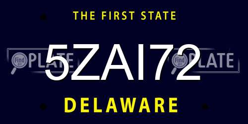 5ZAI72 Delaware License Plate