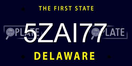 5ZAI77 Delaware License Plate