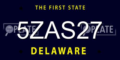 5ZAS27 Delaware License Plate
