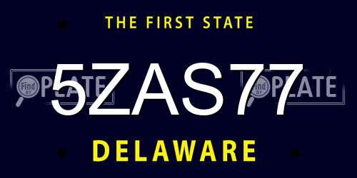 5ZAS77 Delaware License Plate