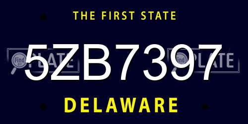 5ZB7397 Delaware License Plate