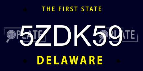 5ZDK59 Delaware License Plate