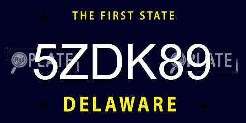 5ZDK89 Delaware License Plate