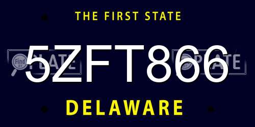 5ZFT866 Delaware License Plate