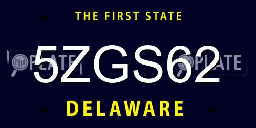 5ZGS62 Delaware License Plate