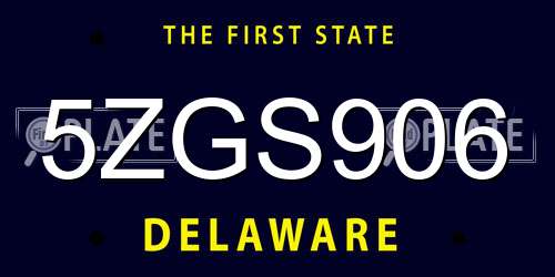 5ZGS906 Delaware License Plate