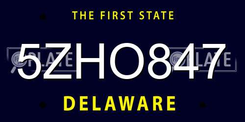 5ZHO847 Delaware License Plate