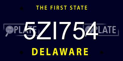 5ZI754 Delaware License Plate