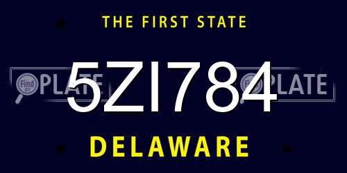5ZI784 Delaware License Plate