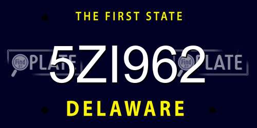 5ZI962 Delaware License Plate
