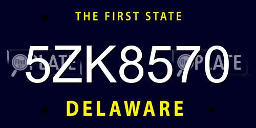 5ZK8570 Delaware License Plate