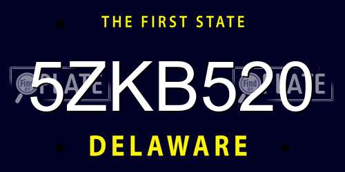 5ZKB520 Delaware License Plate