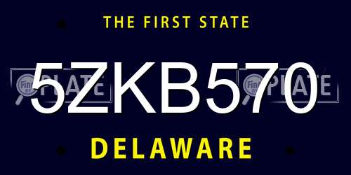 5ZKB570 Delaware License Plate