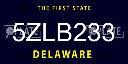 5ZLB233 Delaware License Plate